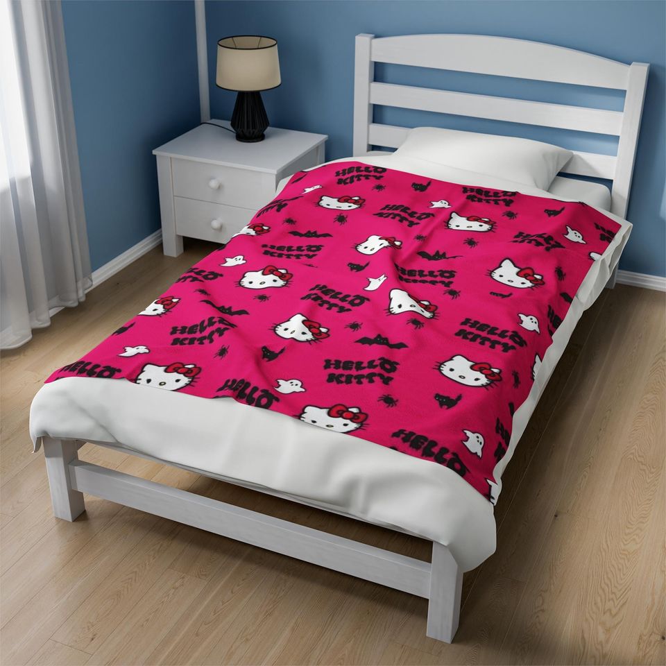 Pink Hello Kitty Halloween Fleece Blanket | Kids Gift