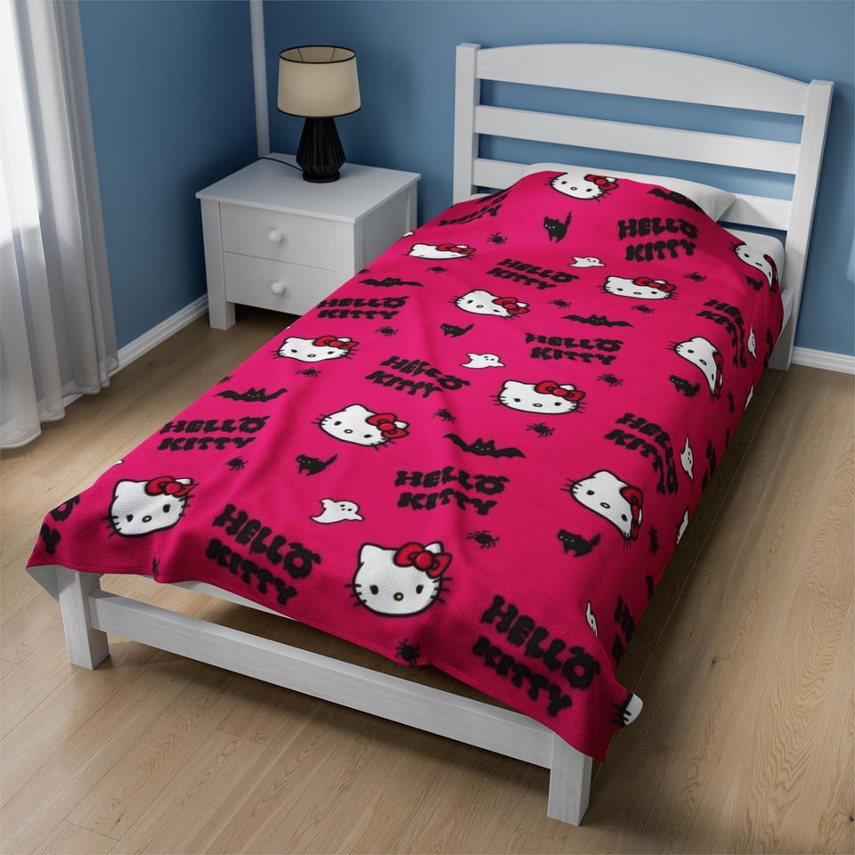 Pink Hello Kitty Halloween Fleece Blanket | Kids Gift