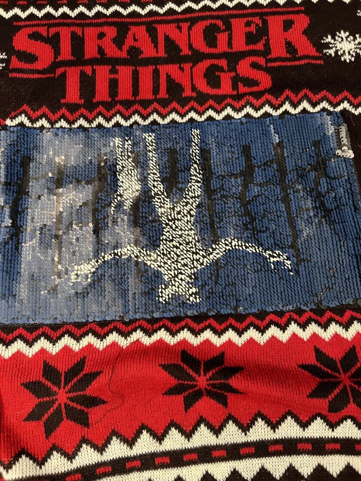 New W/tags Stranger Things Ugly Christmas sweater sz 2XL Reversible Sequins Cool