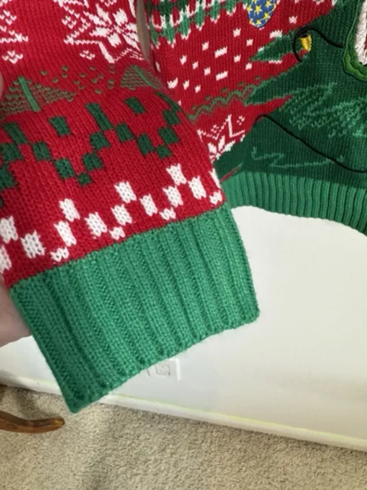 Blizzard Bay Men’s Ugly Christmas Sweater Dinosaur Front And Back Size Med T Rex