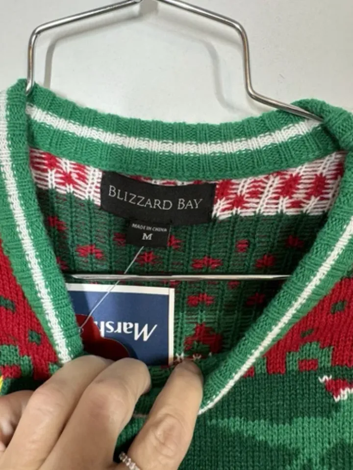 Blizzard Bay Men’s Ugly Christmas Sweater Dinosaur Front And Back Size Med T Rex