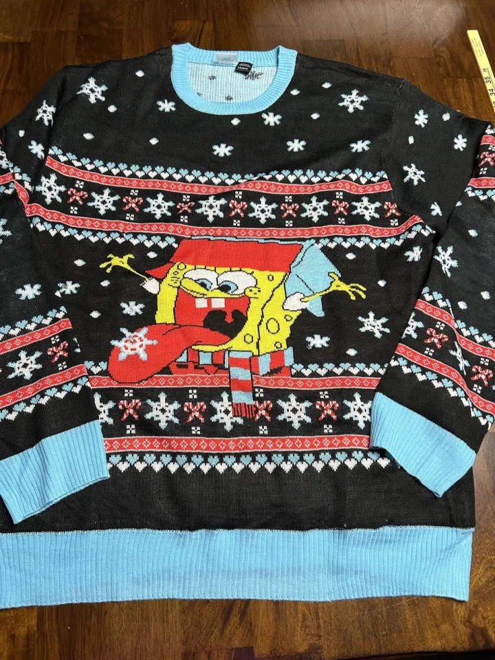 Sponge Bob Mens Ugly Christmas Sweater Size Large New