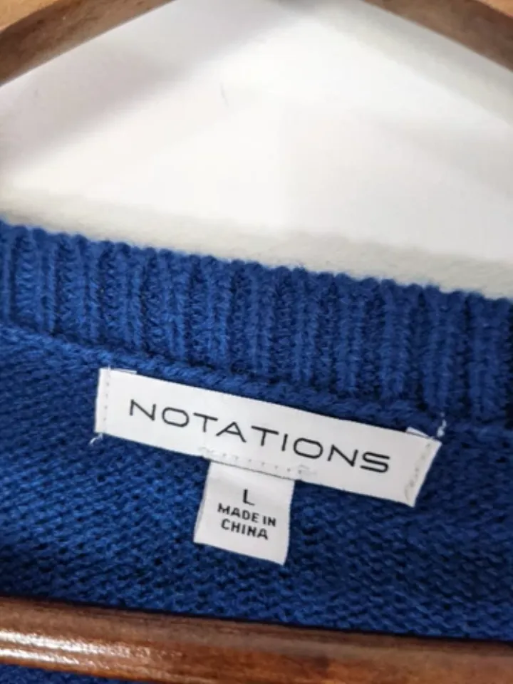 NWT Notations Christmas Holiday Ugly Sweater Womens Blue Polar Bear Snow Size L