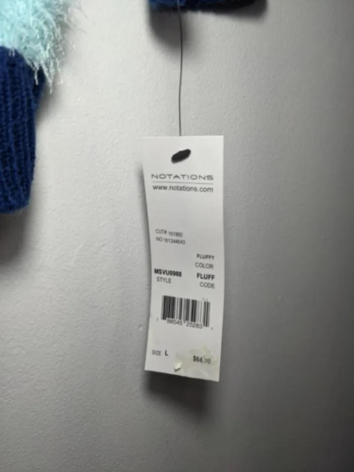 NWT Notations Christmas Holiday Ugly Sweater Womens Blue Polar Bear Snow Size L