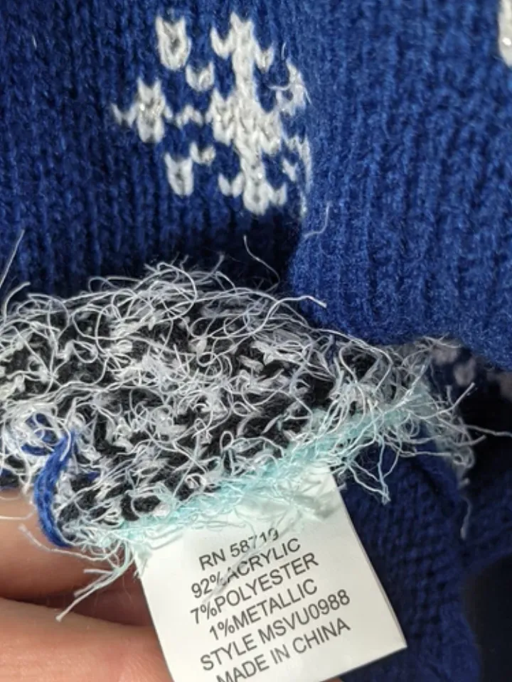 NWT Notations Christmas Holiday Ugly Sweater Womens Blue Polar Bear Snow Size L