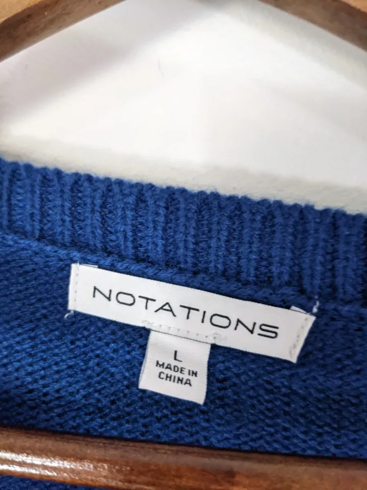 NWT Notations Christmas Holiday Ugly Sweater Womens Blue Polar Bear Snow Size L