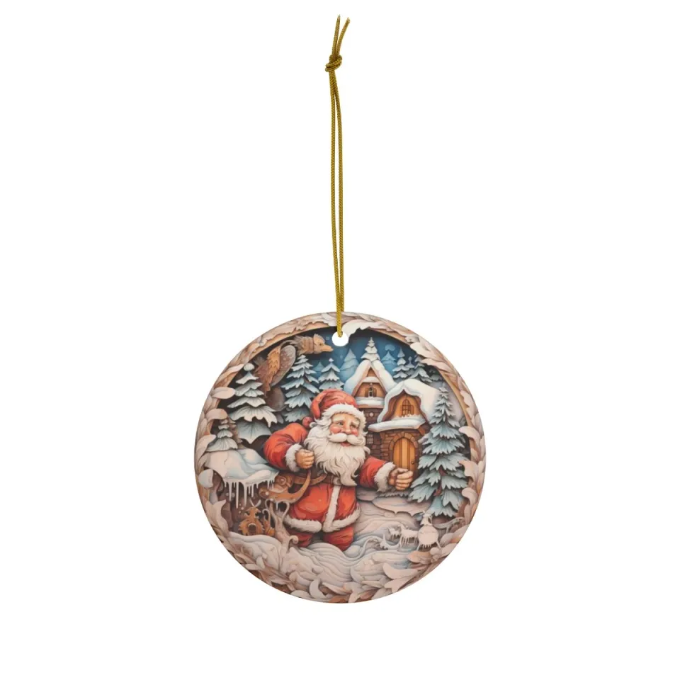 Beautiful Santa Christmas Ceramic Ornament