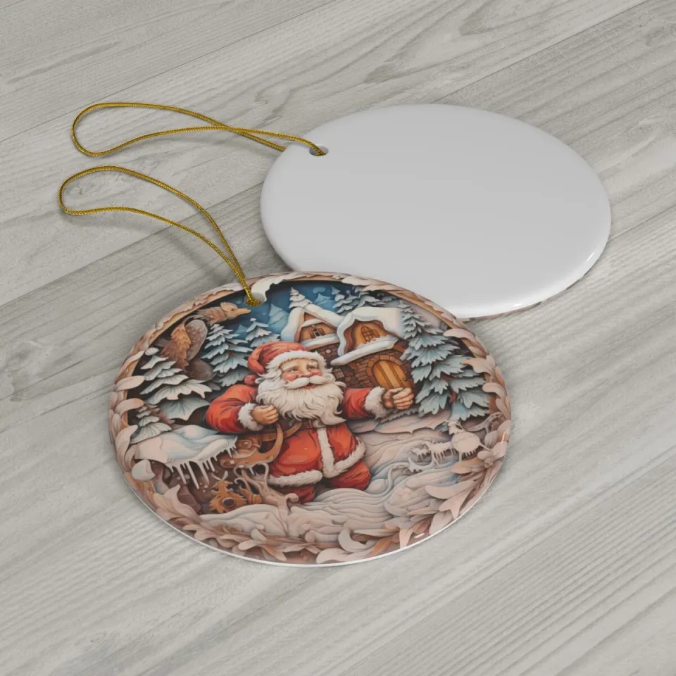Beautiful Santa Christmas Ceramic Ornament