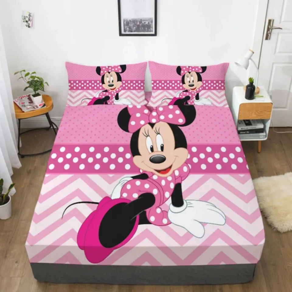 Mickey Mouse Cartoon Bedding Set Decor Fitted Sheet Set Single/Double/King Size