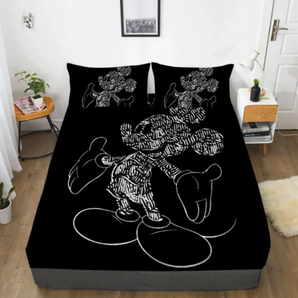 Mickey Mouse Cartoon Bedding Set Decor Fitted Sheet Set Single/Double/King Size