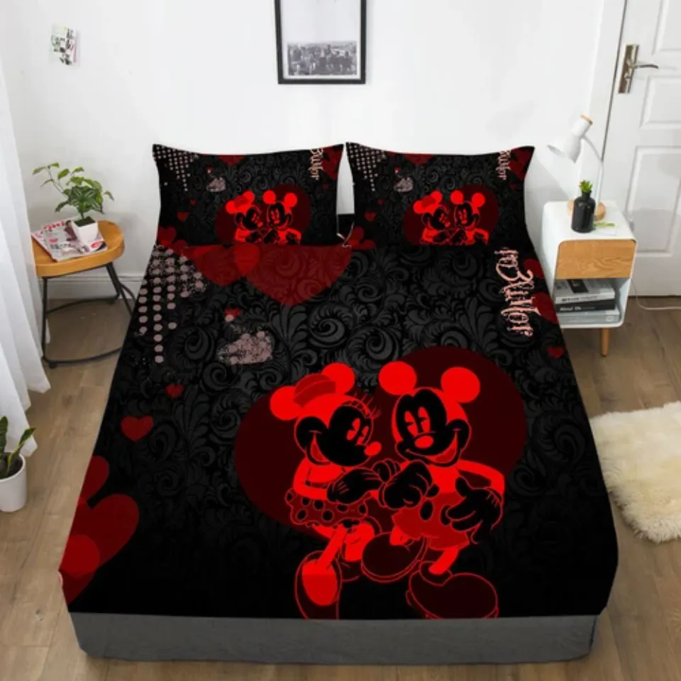 Mickey Mouse Cartoon Bedding Set Decor Fitted Sheet Set Single/Double/King Size