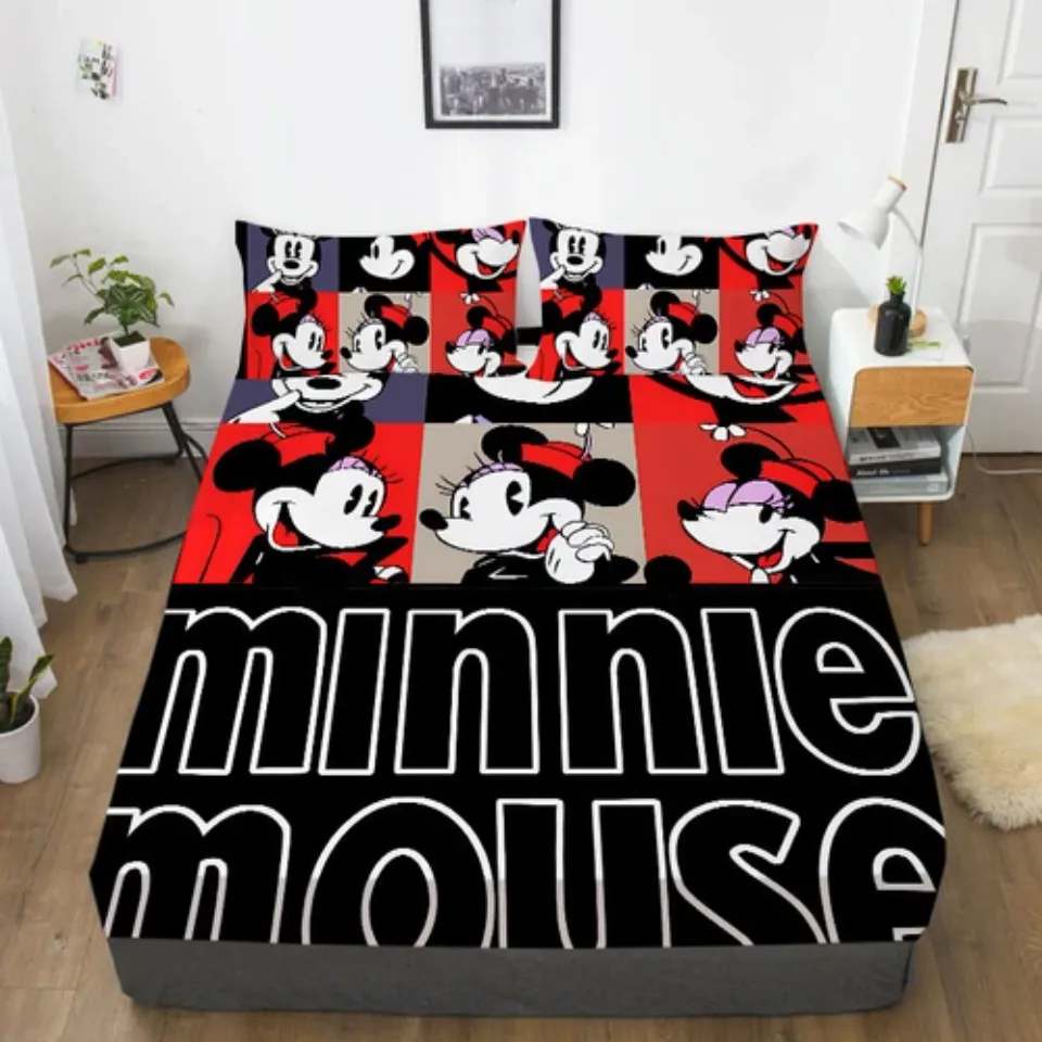 Mickey Mouse Cartoon Bedding Set Decor Fitted Sheet Set Single/Double/King Size