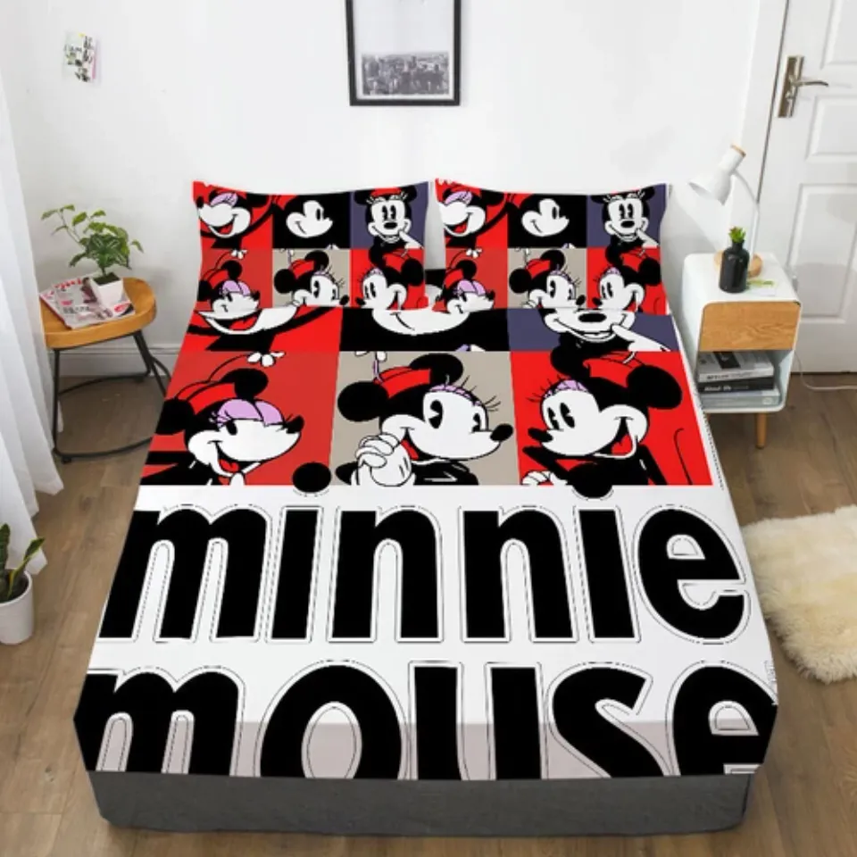 Mickey Mouse Cartoon Bedding Set Decor Fitted Sheet Set Single/Double/King Size