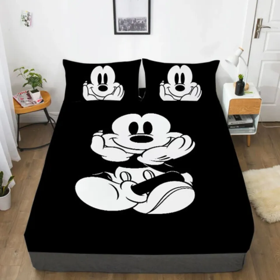 Mickey Mouse Cartoon Bedding Set Decor Fitted Sheet Set Single/Double/King Size
