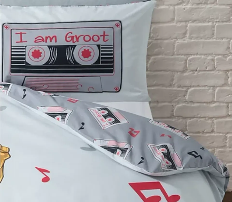 Guardians of The Galaxy King Duvet Reversible Set Bedding Groot Marvel Music New