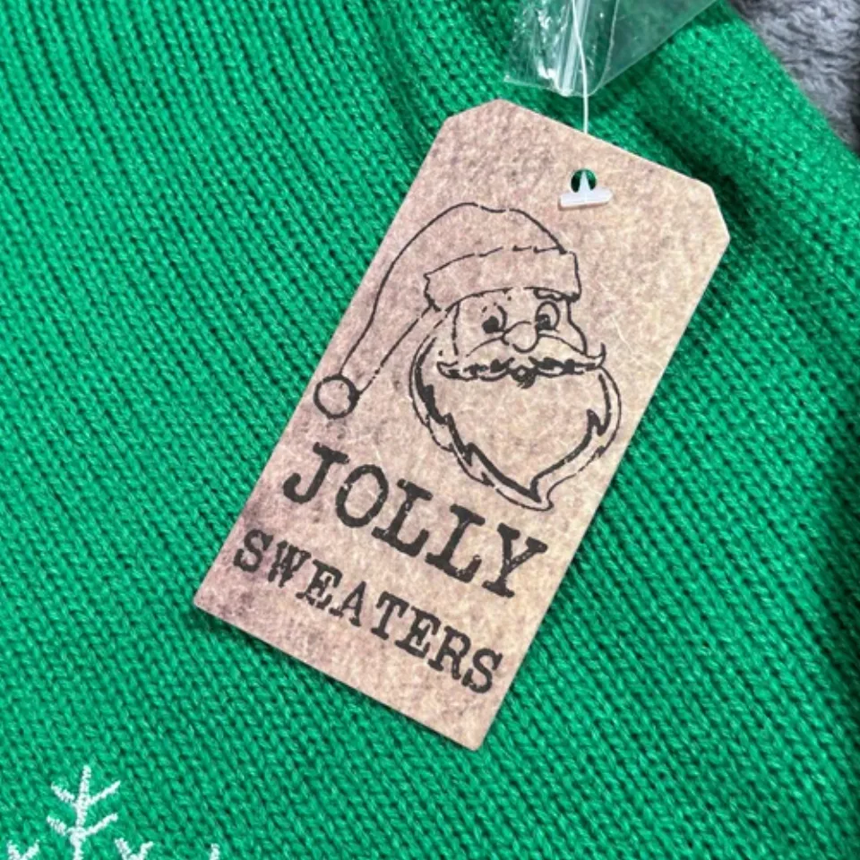 Jolly Sweaters Mens XL Green Christmas Ugly Sweater T Rex Dinosaur Disco Holiday
