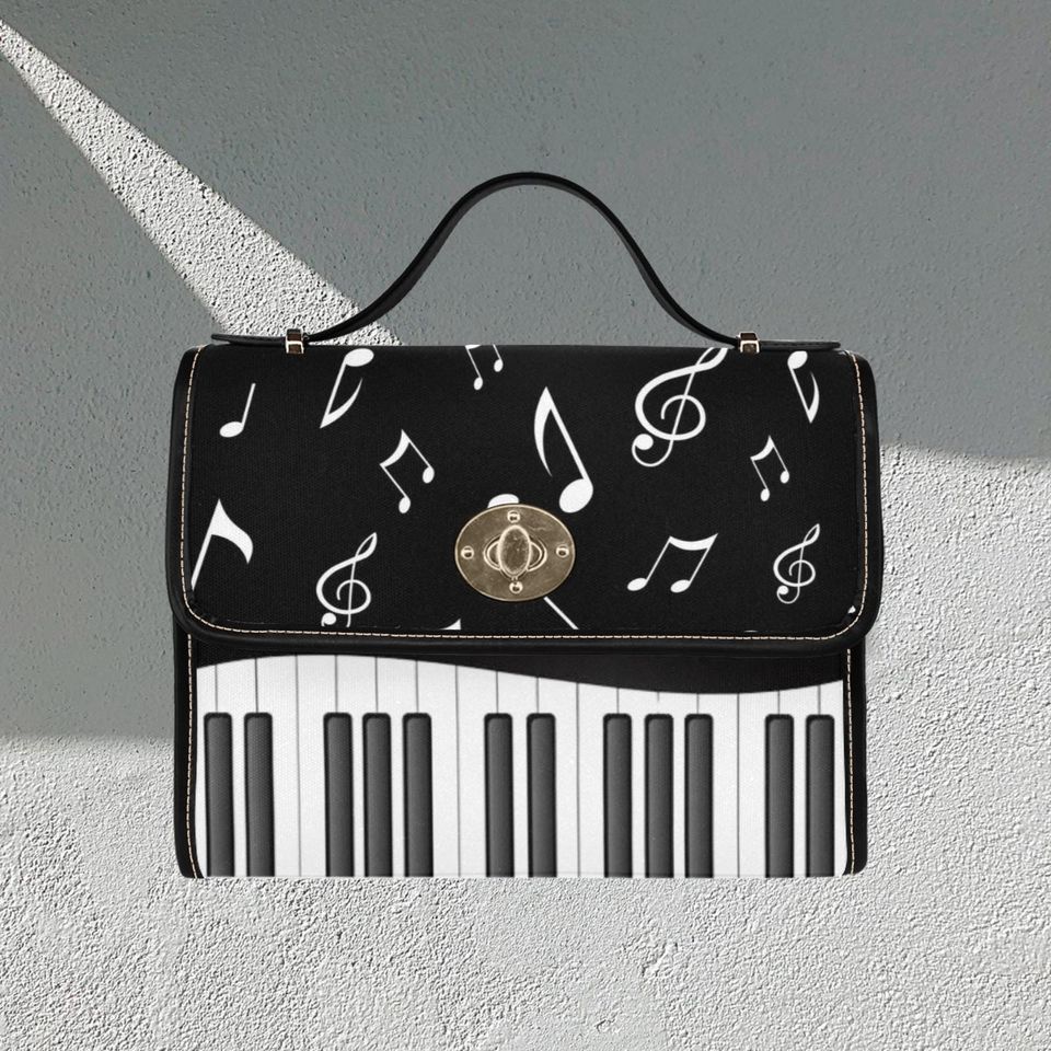 Piano Keys Lock bag (black shoulder strap, black edging)