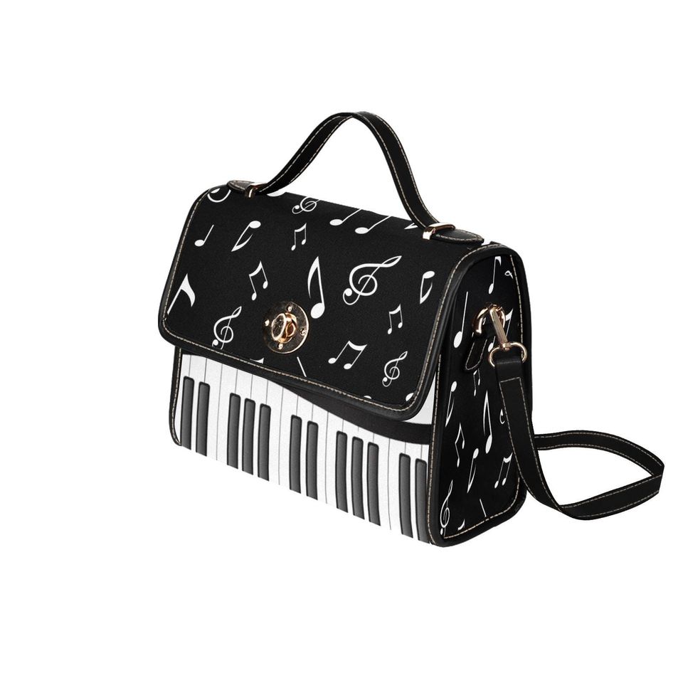 Piano Keys Lock bag (black shoulder strap, black edging)