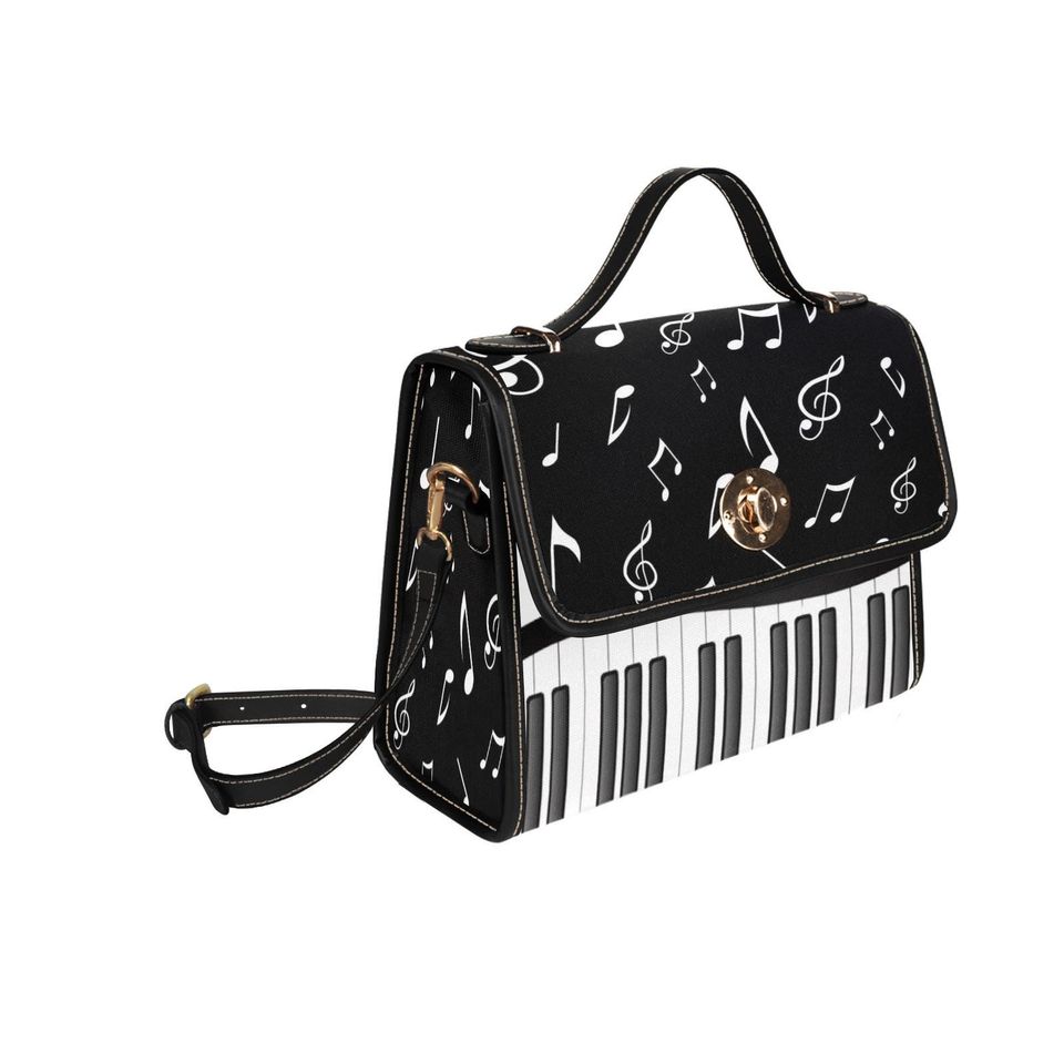 Piano Keys Lock bag (black shoulder strap, black edging)