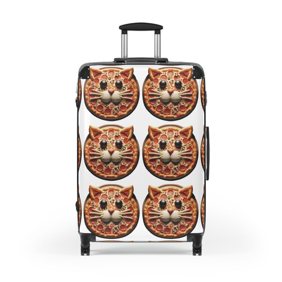 Cat Face Pizza Suitcase Luggage