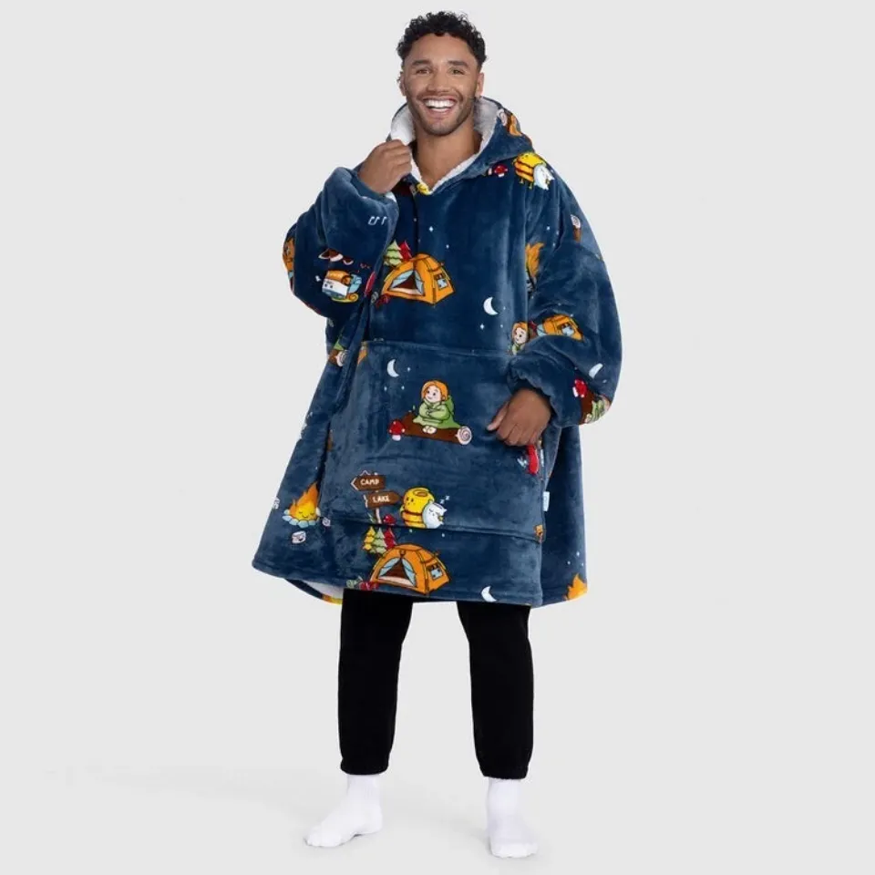Camping Oversized Blanket Hoodie One Size
