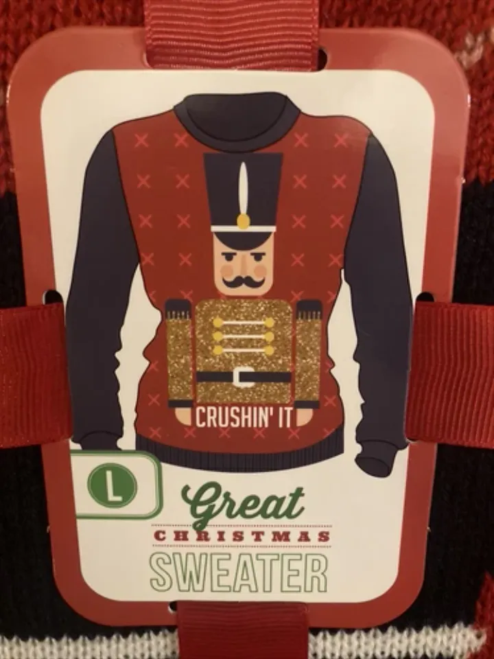 Nutcracker Long Sleeve Pullover Knit Ugly Christmas Sweater Size L