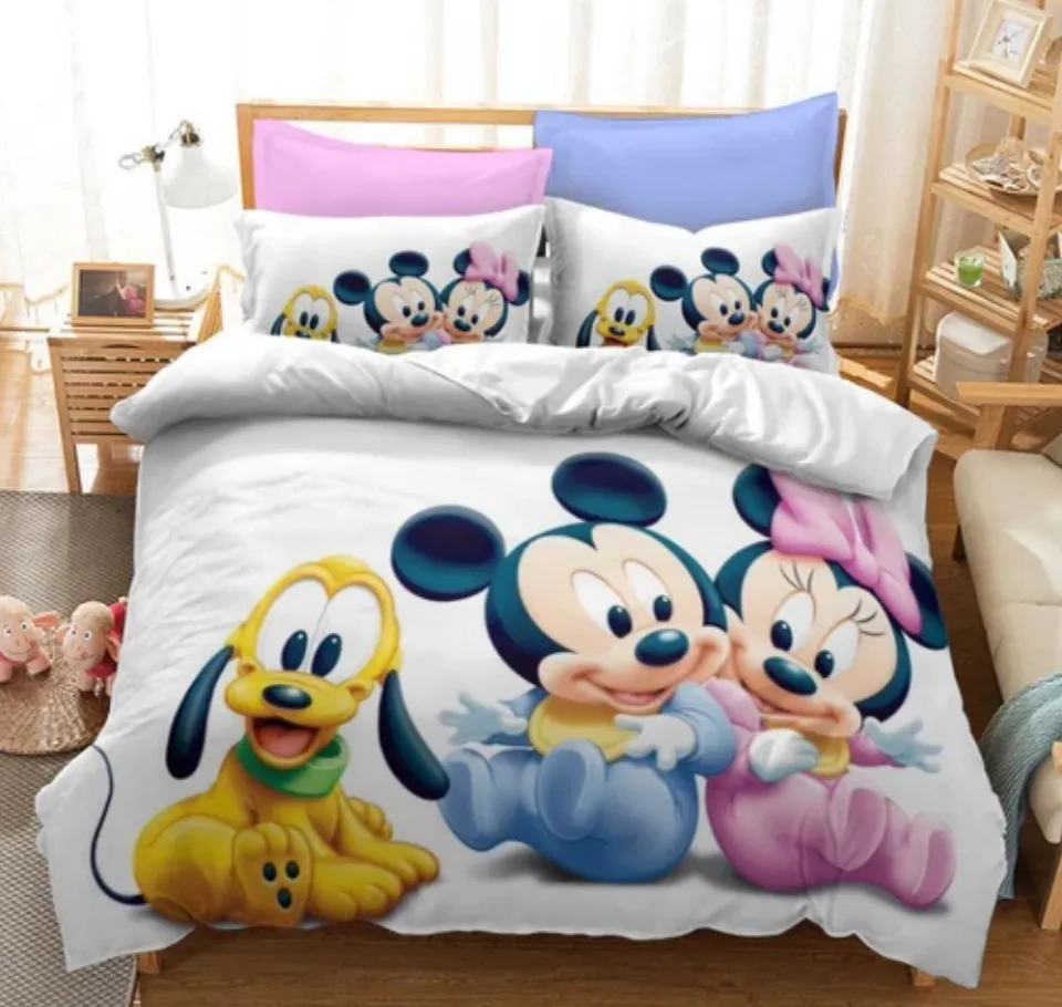 Mickey Quilt Duvet Cover Doona Set Pillowcase Single Double Queen King Size Bed