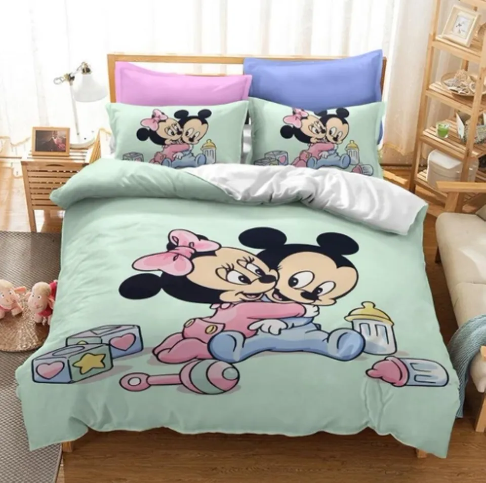 Mickey Quilt Duvet Cover Doona Set Pillowcase Single Double Queen King Size Bed