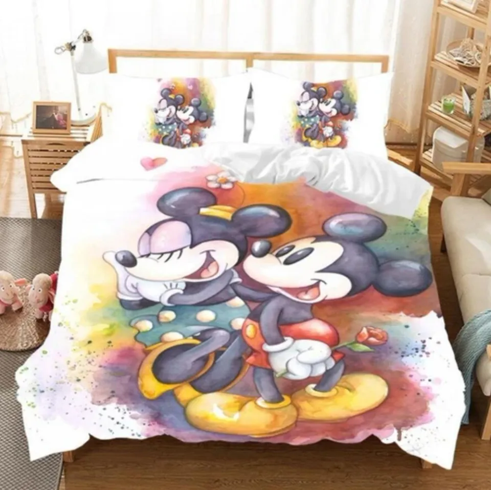 Mickey Quilt Duvet Cover Doona Set Pillowcase Single Double Queen King Size Bed