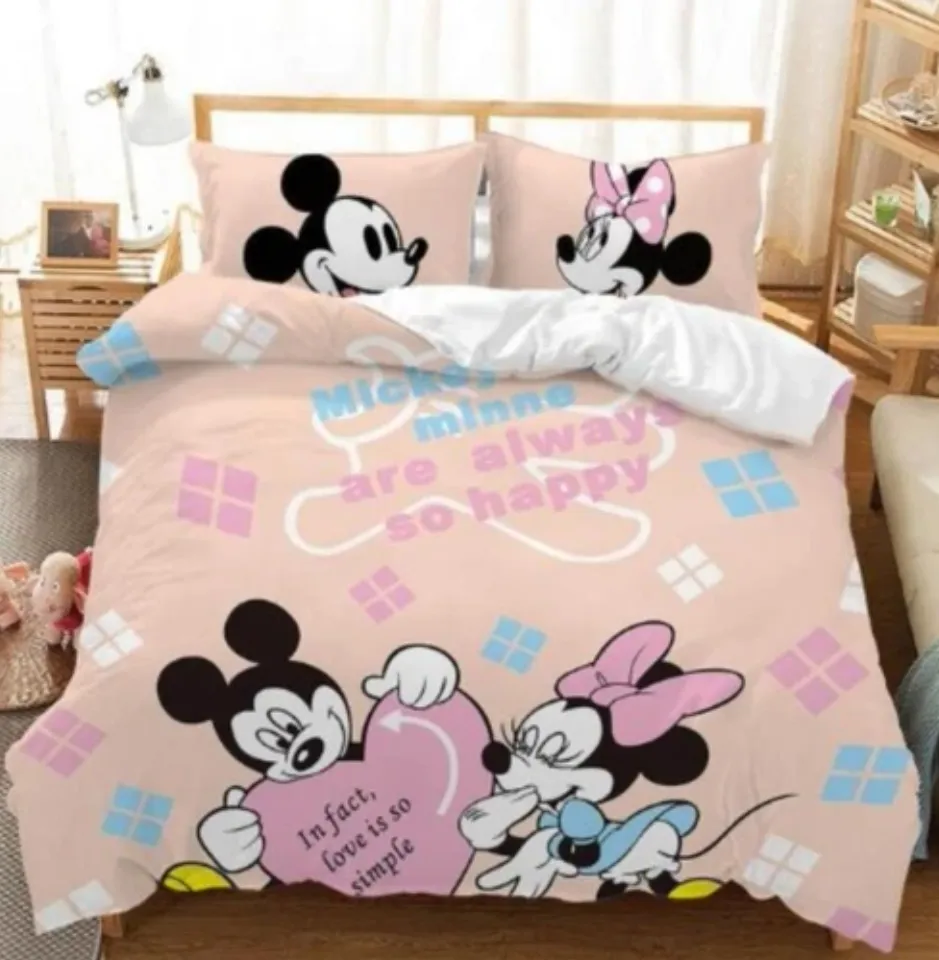 Mickey Quilt Duvet Cover Doona Set Pillowcase Single Double Queen King Size Bed