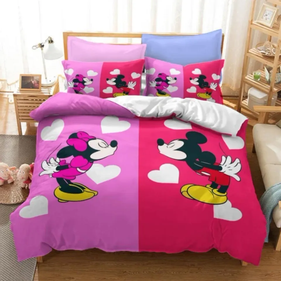 Mickey Quilt Duvet Cover Doona Set Pillowcase Single Double Queen King Size Bed