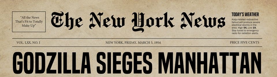 god zilla Poster | Vintage Wall Art | Retro Decor | Newspaper Print