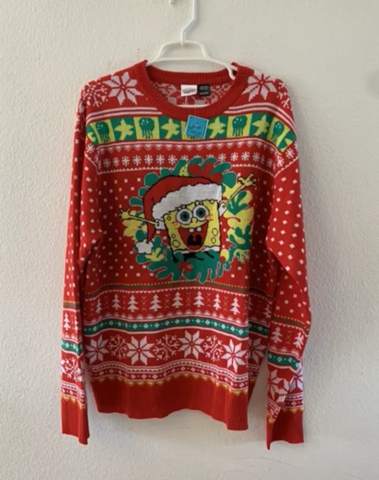 NEW Nick 90s Spongebob Squarepants Mens Ugly Christmas Sweater Size Medium