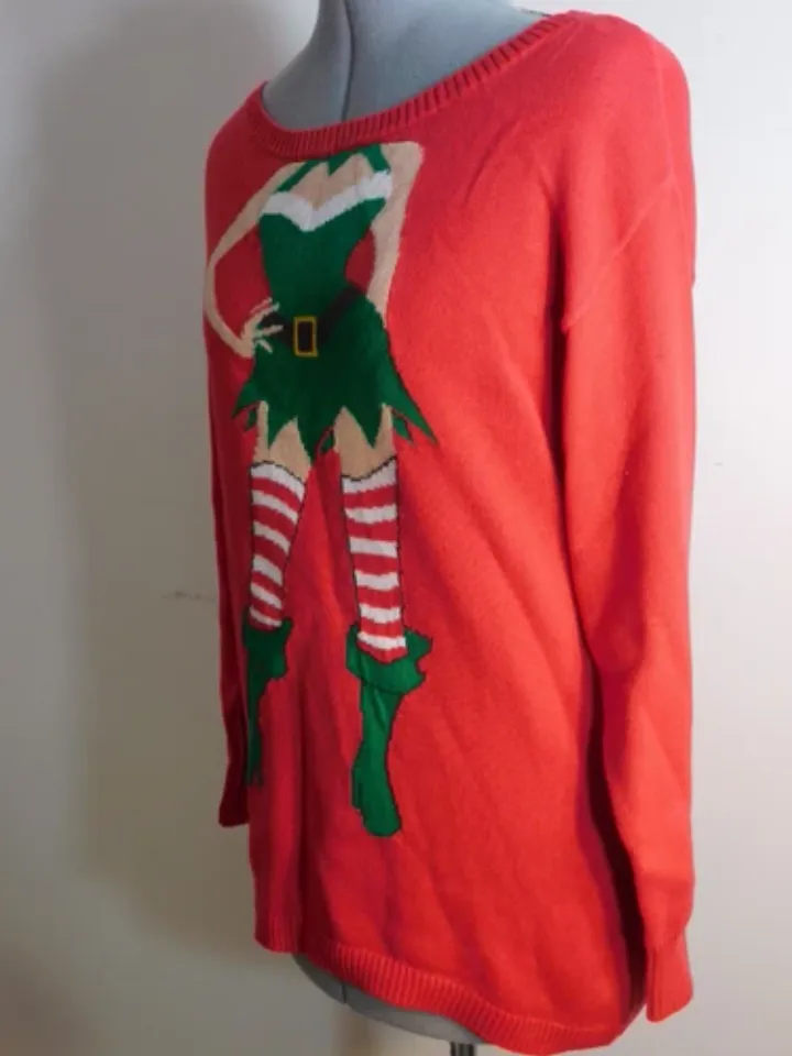 Christmas Sweater Sexy Elf Red Ugly Large Women's Cute Gift Isabella's Closet