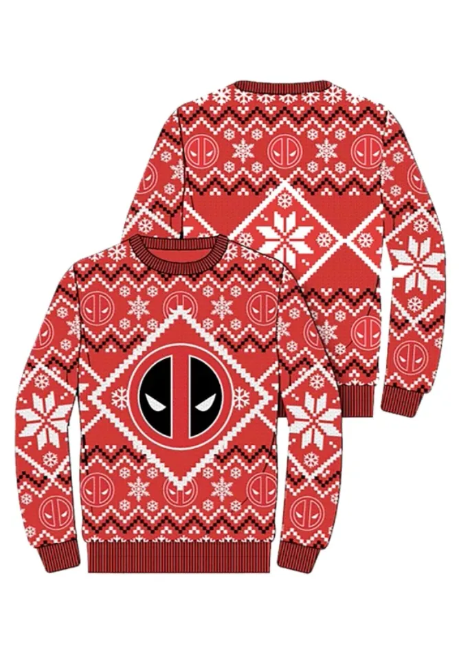 Deadpool Ugly Christmas Sweater, scarf & winter hat