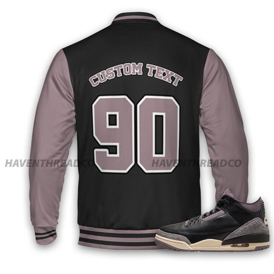 AJ 3 Black Violet Ore Unisex Varsity Jacket, God Got Me Varsity Custom, Custom Baseball Jacket