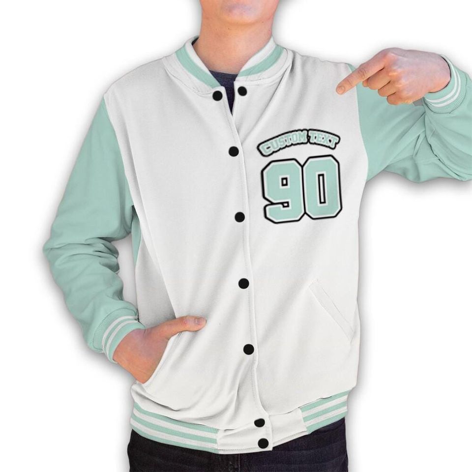 AF 1 Low Jade Ice White Unisex Varsity Jacket, Hustle Like Broke Varsity Custom, Custom Baseball Jacket