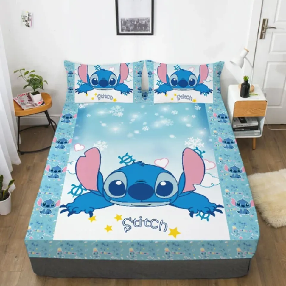 Stitch Cartoon 02 Bedding Set Decor Fitted Sheet Set Single/Double/King Size