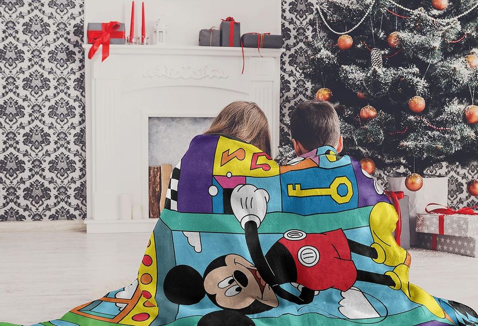 Northwest Mickey Mouse Micro Raschel Throw Blanket, 46" x 60", Funhouse Games