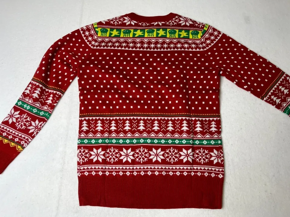 Spongebob Squarepants Ugly Christmas Sweater Mens Medium red yellow xmas