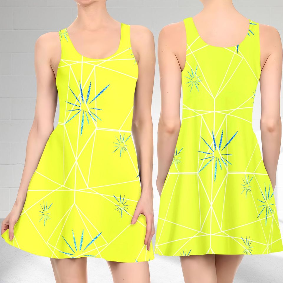 Cute Joy Inside Out Skater Dress, Inside Out Movie Skater Dress, Joy Character Inside Out Dress, Joy Inside Out Dress Gift, Gift For Mom