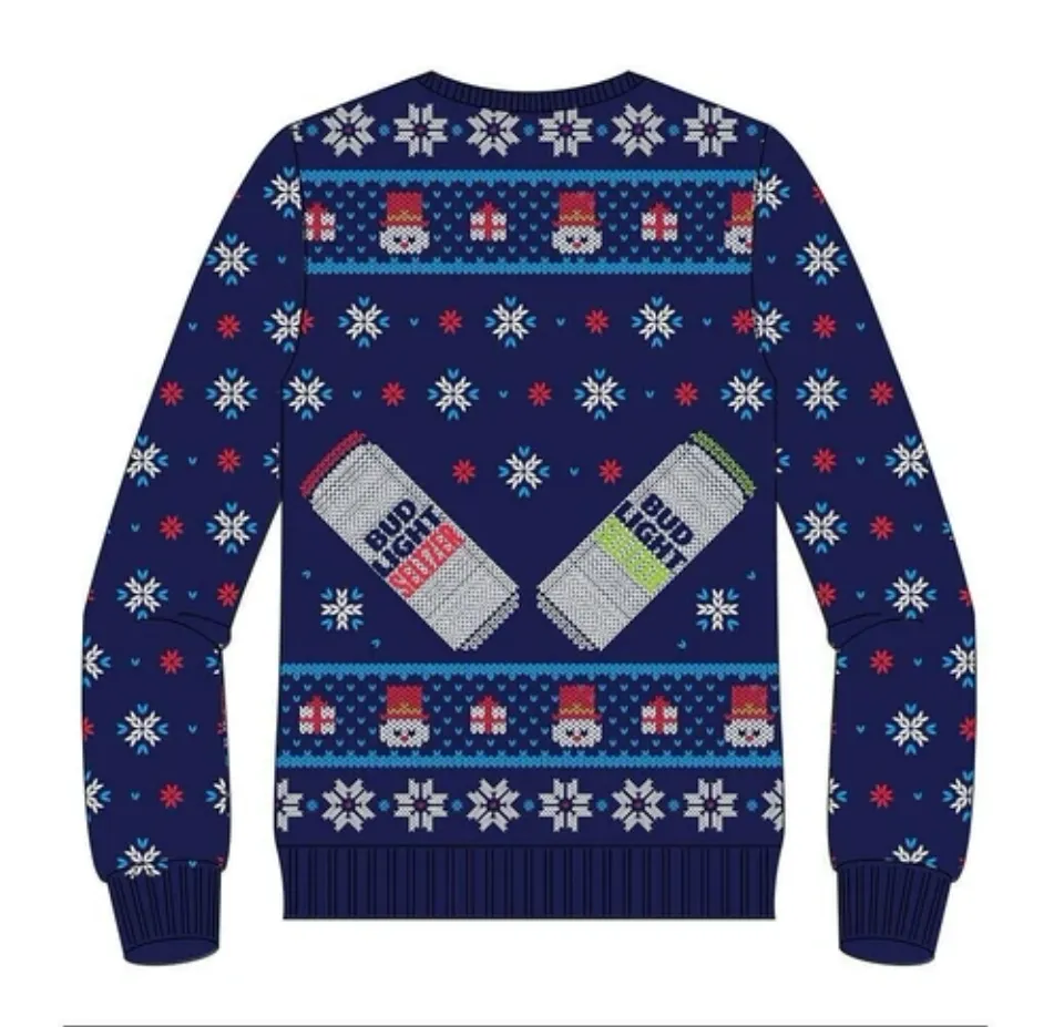 BUD LIGHT Ugly Christmas Holiday Sweater PROMO NEW SEALED Med RARE!
