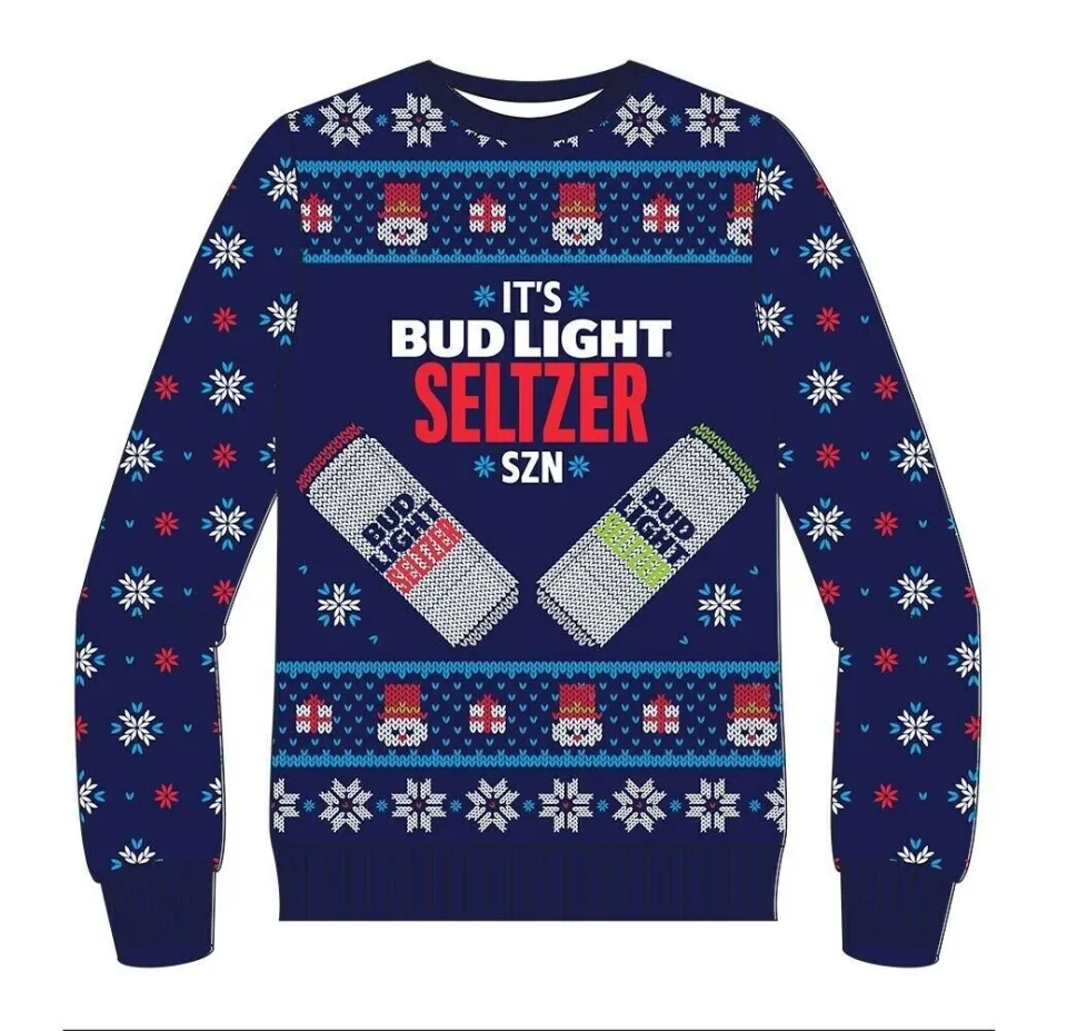 BUD LIGHT Ugly Christmas Holiday Sweater PROMO NEW SEALED Med RARE!