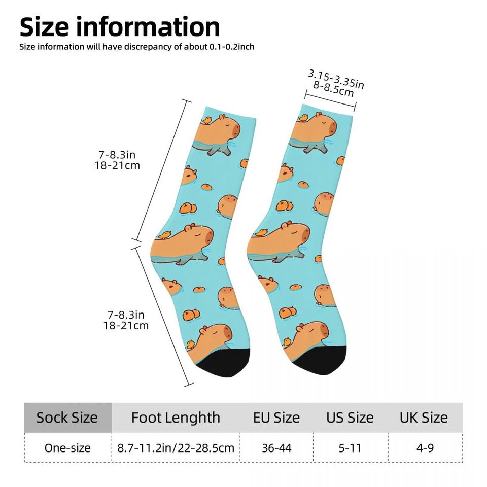 Capybara Pattern Swimming With Oranges Men's Socks Retro Harajuku Street Style Novelty Pattern Crew Sock