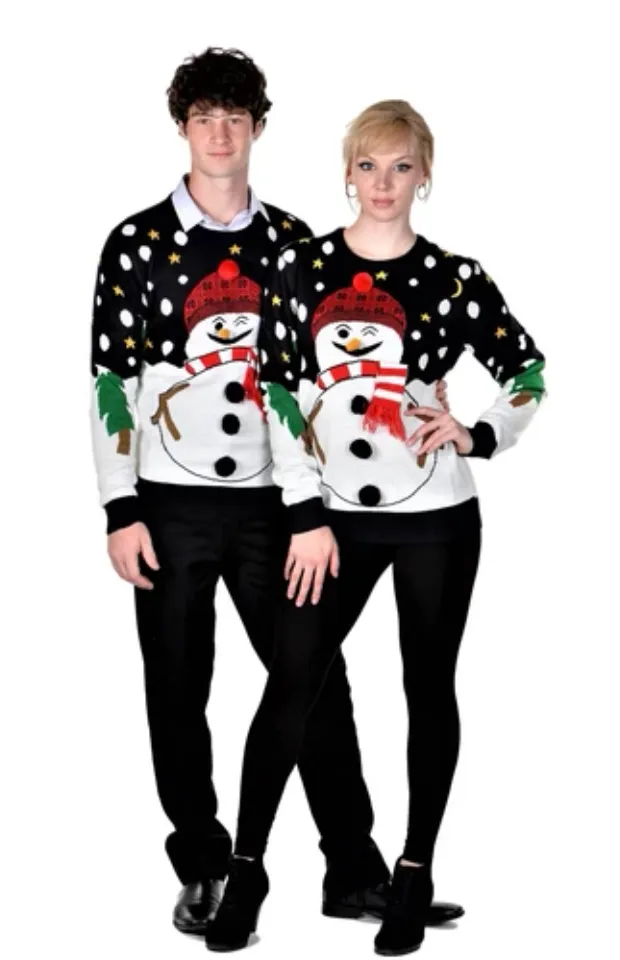 RWB Slim Fit Ugly Christmas Sweaters Santa Snowman X-Large Navy