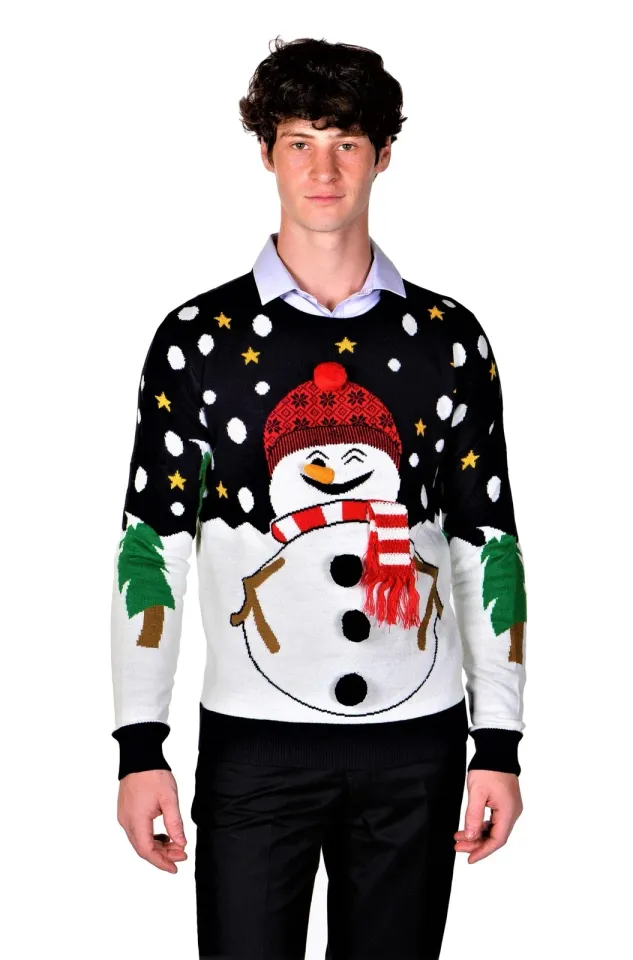 RWB Slim Fit Ugly Christmas Sweaters Santa Snowman X-Large Navy