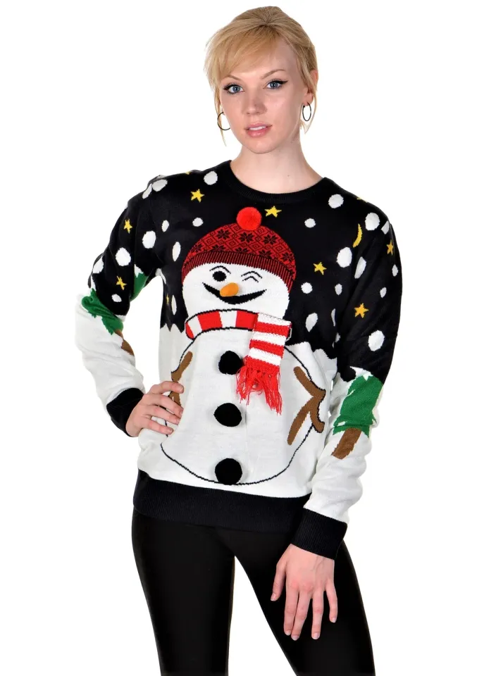 RWB Slim Fit Ugly Christmas Sweaters Santa Snowman X-Large Navy