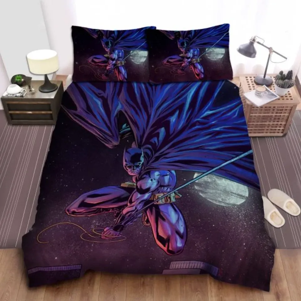 Batman Swinging In The Night Sky Bedding Set