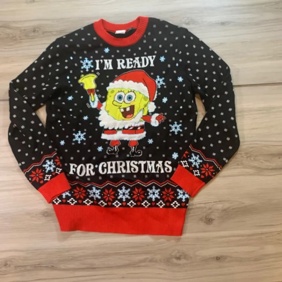 SpongeBob Squarepants Ugly Christmas Sweater Mens Size Medium Nick 90s E213