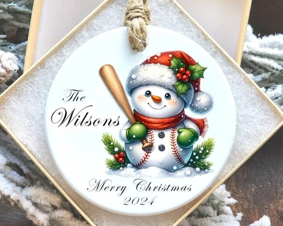 Christmas Baseball Ornament for Him, Baseball Player Personalized  Ornament